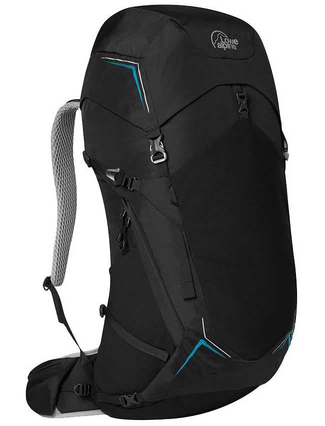 Lowe Alpine Airzone Trek 35 ryggsäck i svart med ventilerad ryggpanel